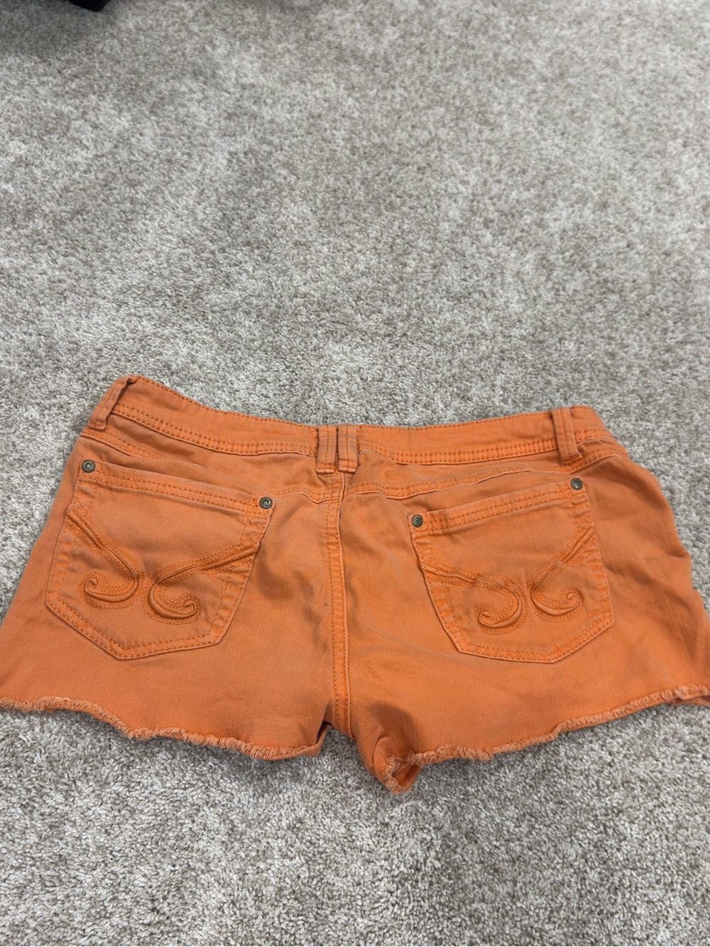 Early 00s y2K Candie's Orange Distressed Low-Rise Denim Shorts
